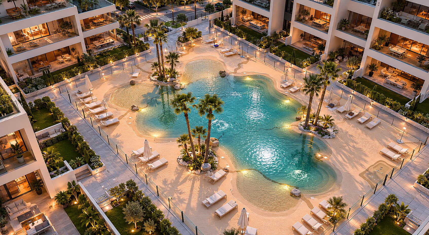 piscina tipo playa urbanizacion